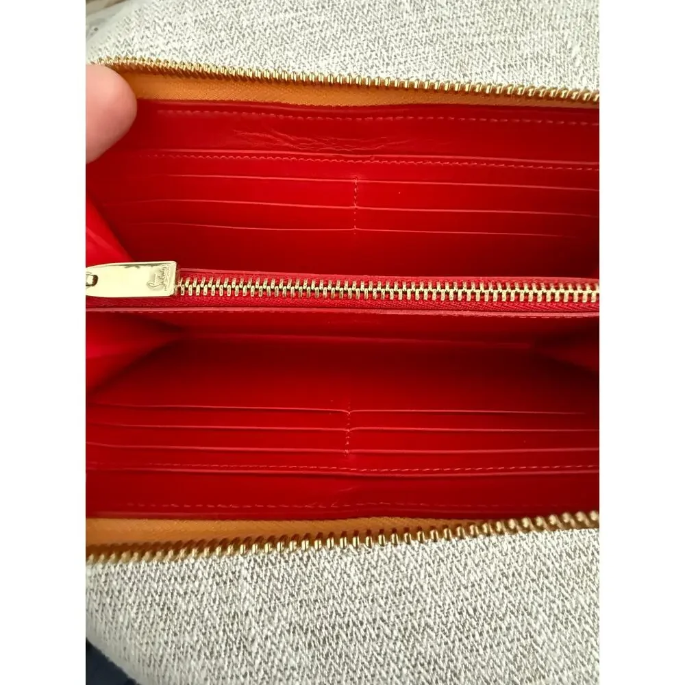 Christian Louboutin Yellow Multicolor Calfskin Panettone Spiked Zippy Wallet